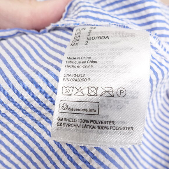 DIVIDED BY H&M BLUE WHITE STRIPED SEERSUCKER BUTTON UP DRESS WOMENS SIZE 2 - Picture 8 of 8